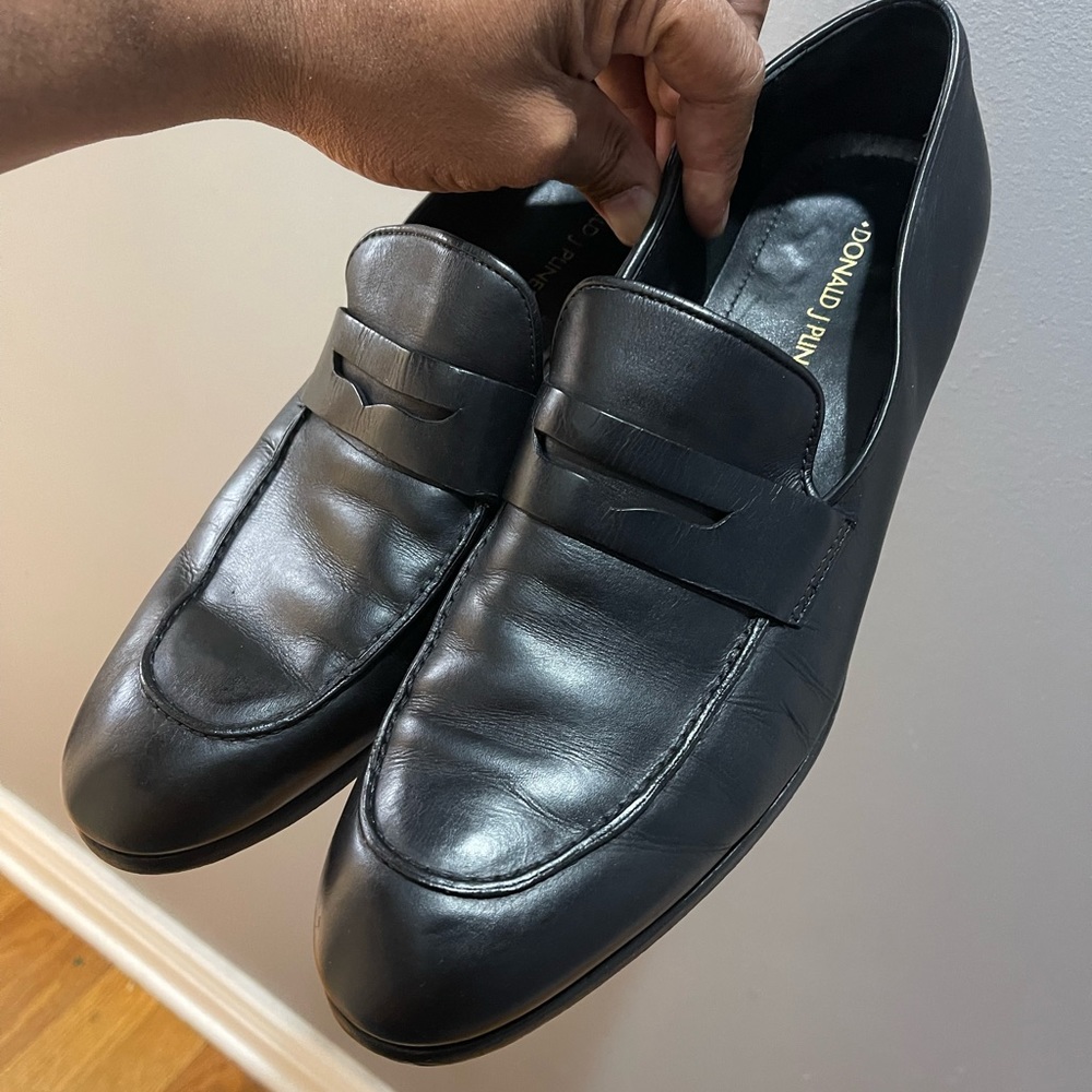 Donald J Pliner Penny Loafers Shoes Blk Sz 10